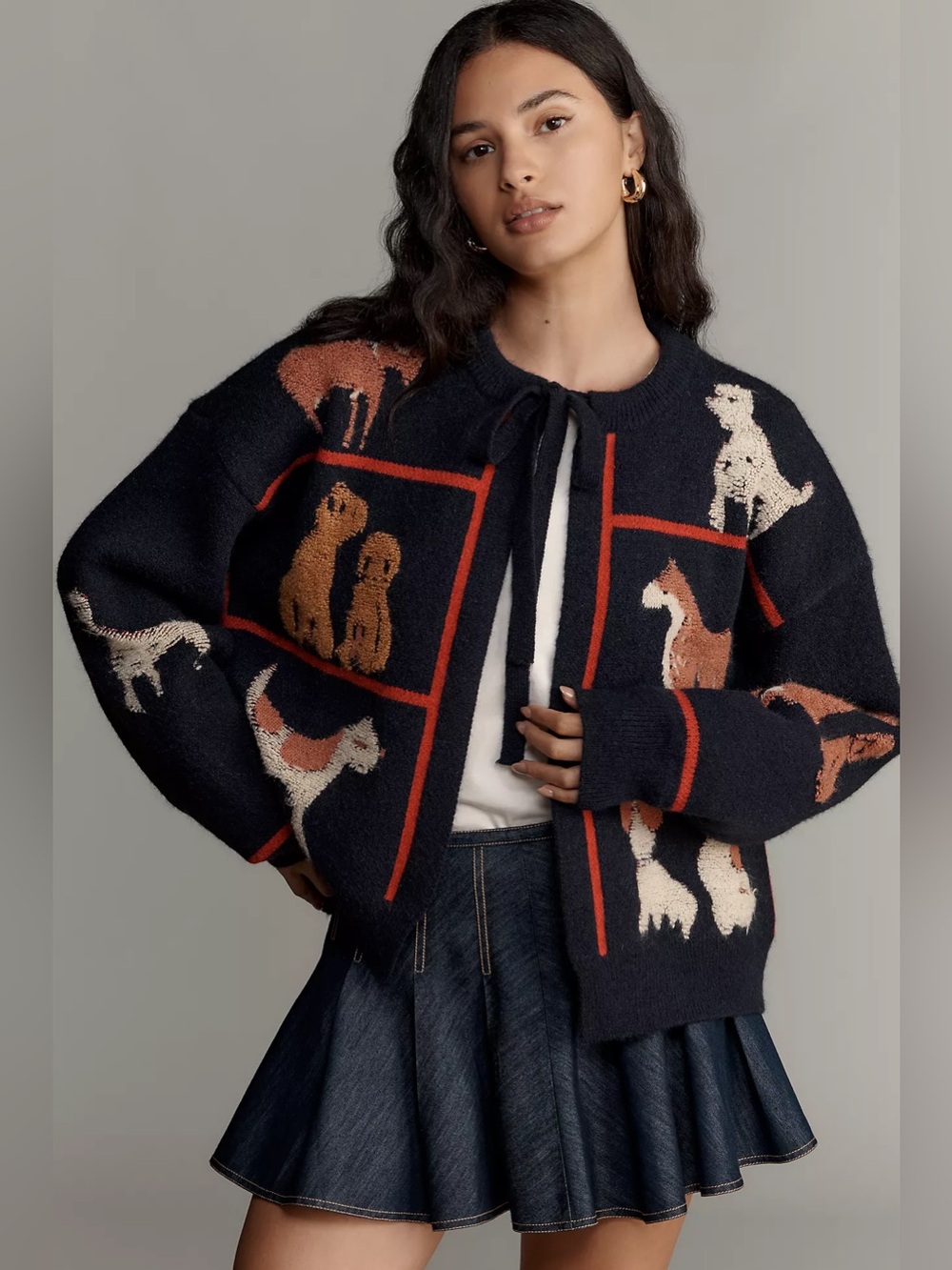Anthropologie Maeve dog cardigan with bow at the front One Size